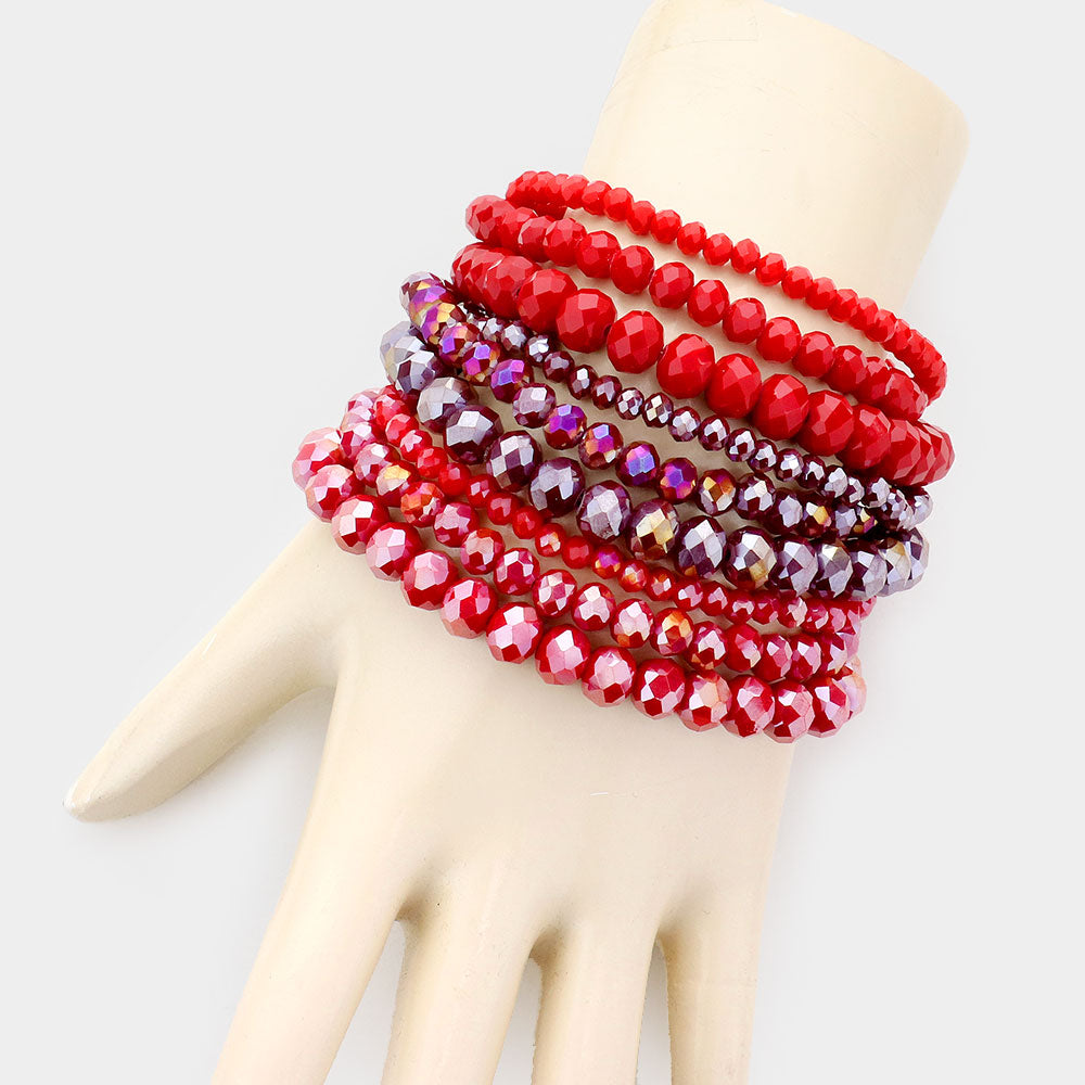 iLLASPARKZ 9PCS - Faceted Bead Stretch Bracelets