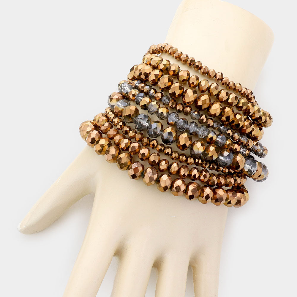 iLLASPARKZ 9PCS - Faceted Bead Stretch Bracelets