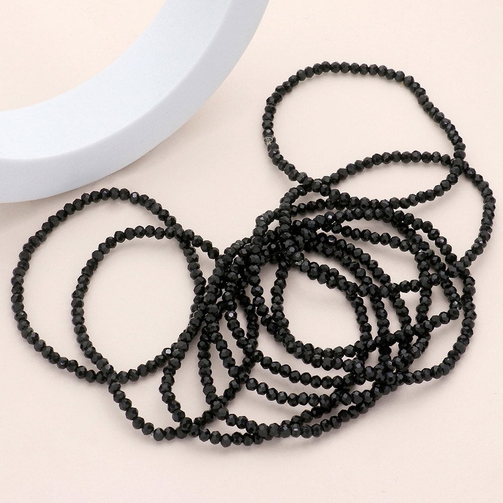 iLLASPARKZ 10PCS - Faceted Beaded Multi Layered Stretch Bracelets
