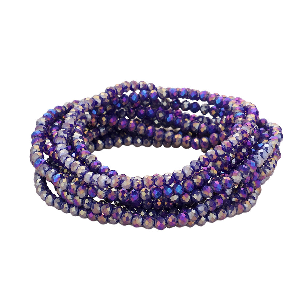 10PCS - Faceted Beaded Multi Layered Stretch Bracelets