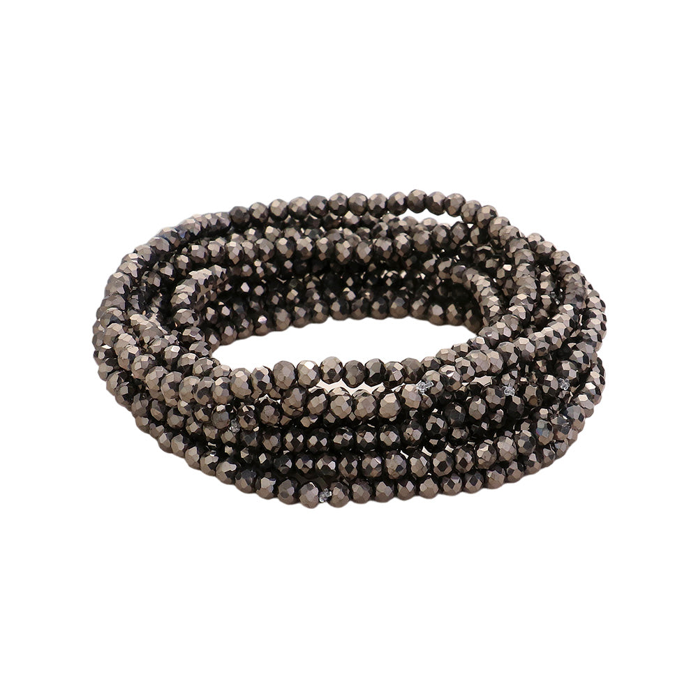 iLLASPARKZ 10PCS - Faceted Beaded Multi Layered Stretch Bracelets