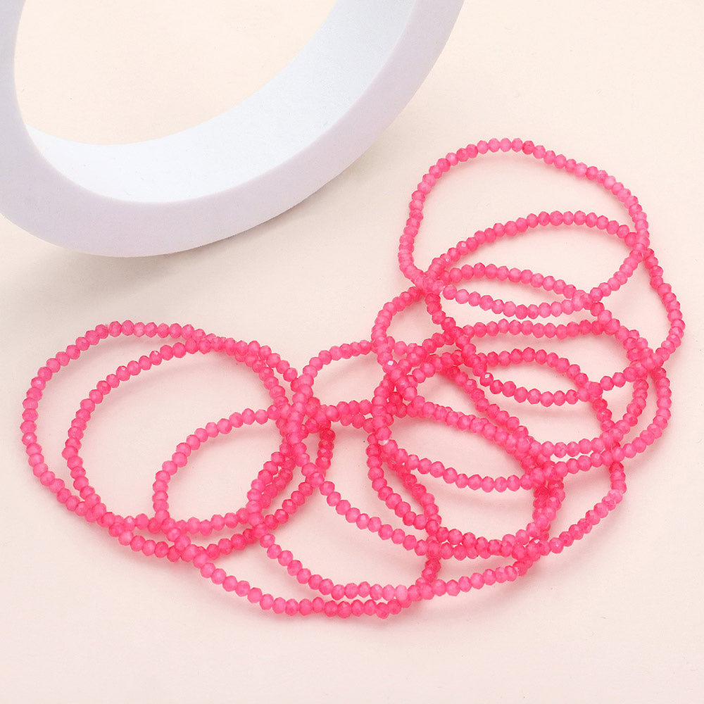 10PCS - Faceted Beaded Multi Layered Stretch Bracelets