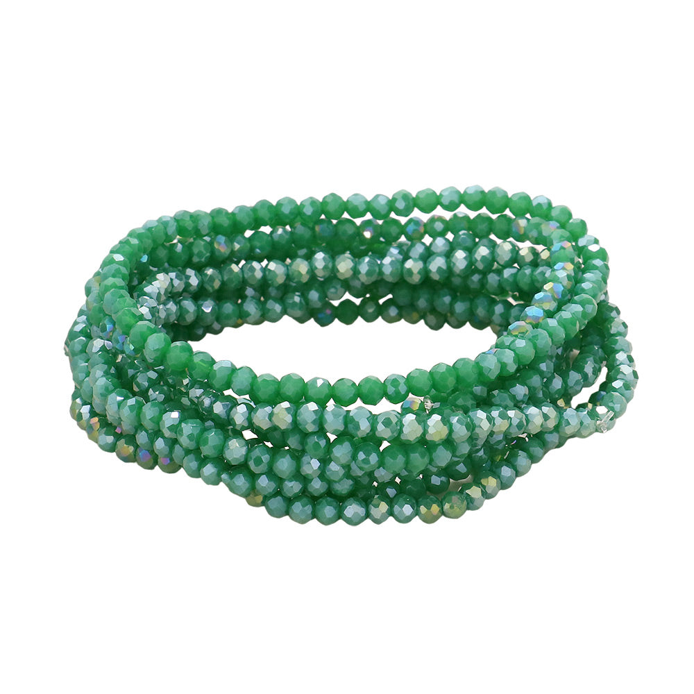 10PCS - Faceted Beaded Multi Layered Stretch Bracelets