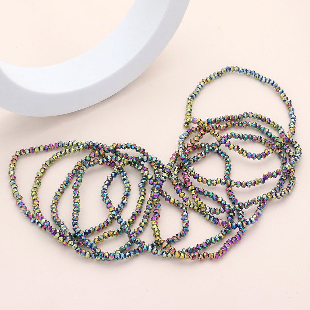 iLLASPARKZ 10PCS - Faceted Beaded Multi Layered Stretch Bracelets