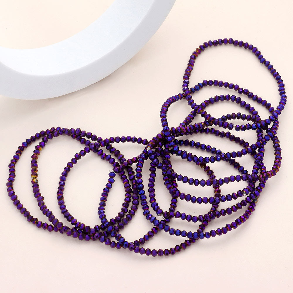 iLLASPARKZ 10PCS - Faceted Beaded Multi Layered Stretch Bracelets