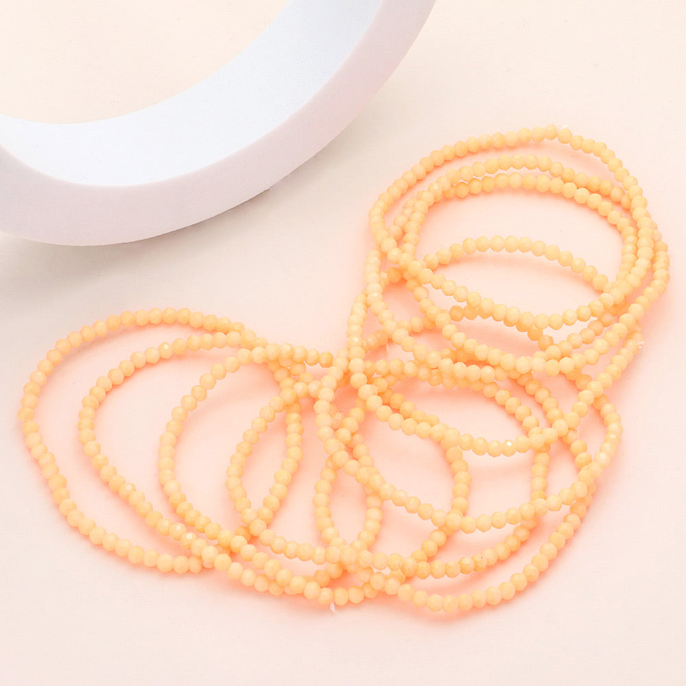 iLLASPARKZ 10PCS - Faceted Beaded Multi Layered Stretch Bracelets
