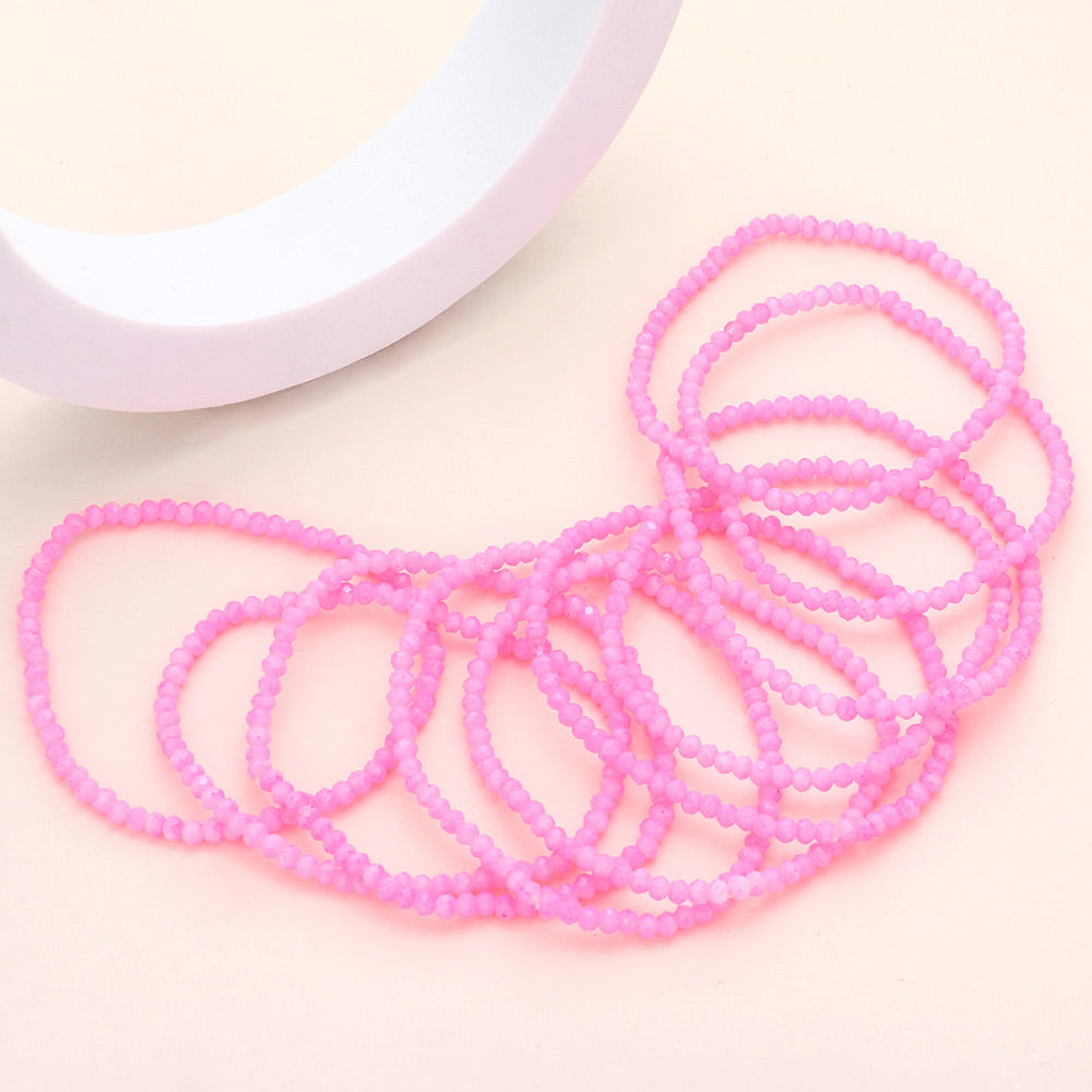 iLLASPARKZ 10PCS - Faceted Beaded Multi Layered Stretch Bracelets
