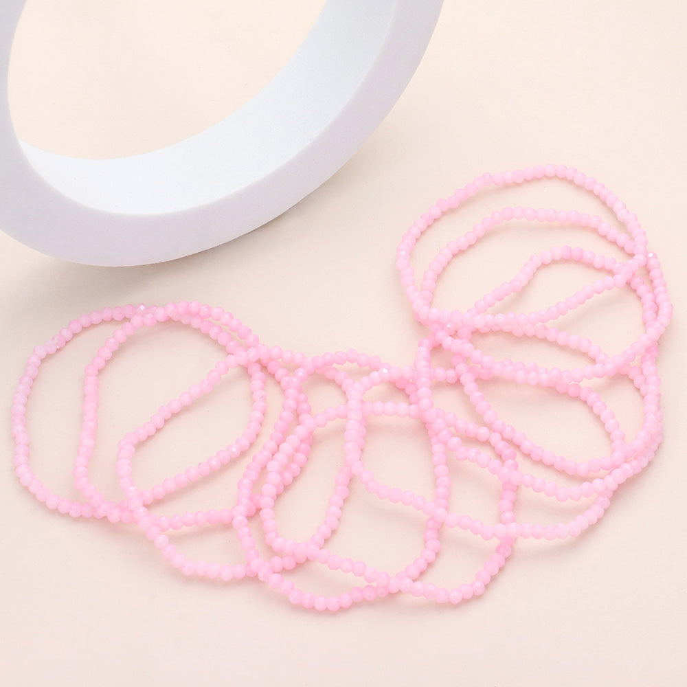 iLLASPARKZ 10PCS - Faceted Beaded Multi Layered Stretch Bracelets