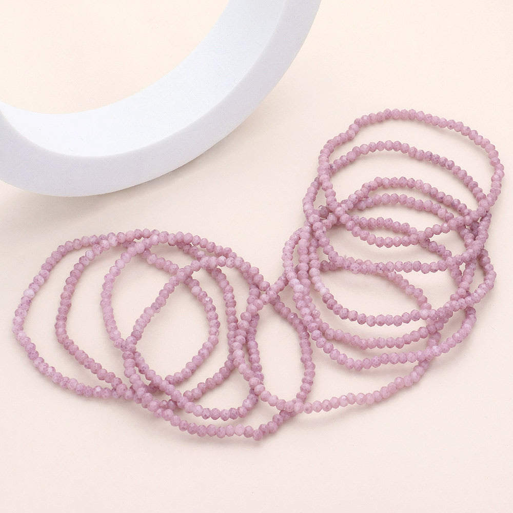 iLLASPARKZ 10PCS - Faceted Beaded Multi Layered Stretch Bracelets