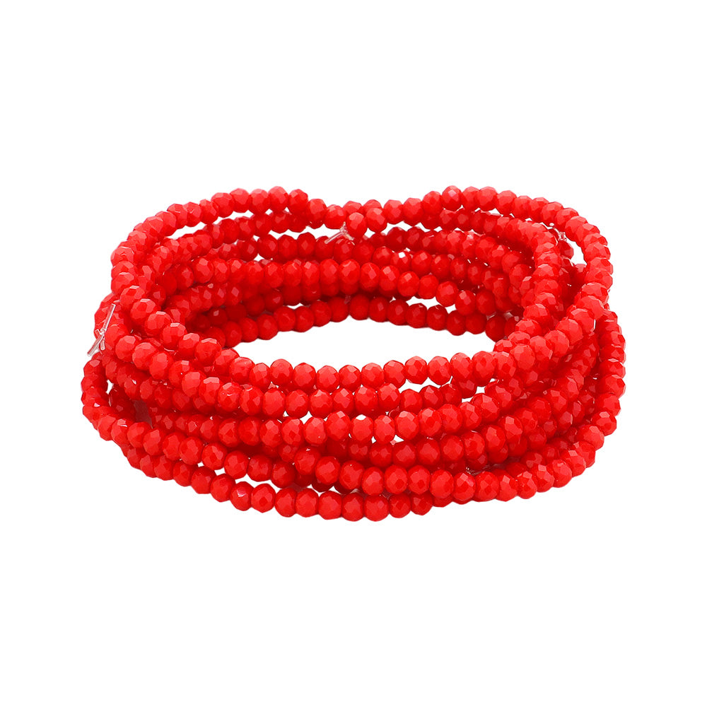 iLLASPARKZ 10PCS - Faceted Beaded Multi Layered Stretch Bracelets