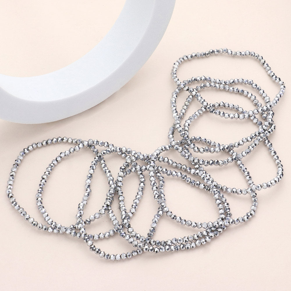 10PCS - Faceted Beaded Multi Layered Stretch Bracelets