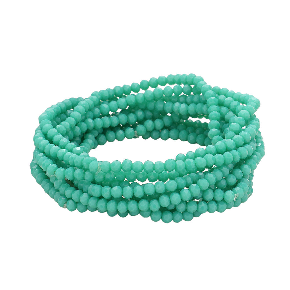 iLLASPARKZ 10PCS - Faceted Beaded Multi Layered Stretch Bracelets