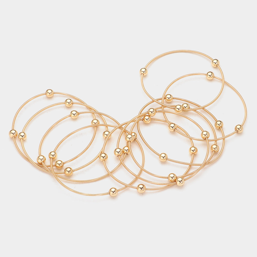 iLLASPARKZ 10PCS - Metal Ball Station Stretch Multi Layered Bracelets