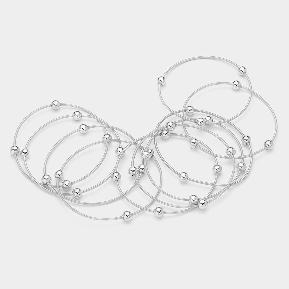 iLLASPARKZ 10PCS - Metal Ball Station Stretch Multi Layered Bracelets