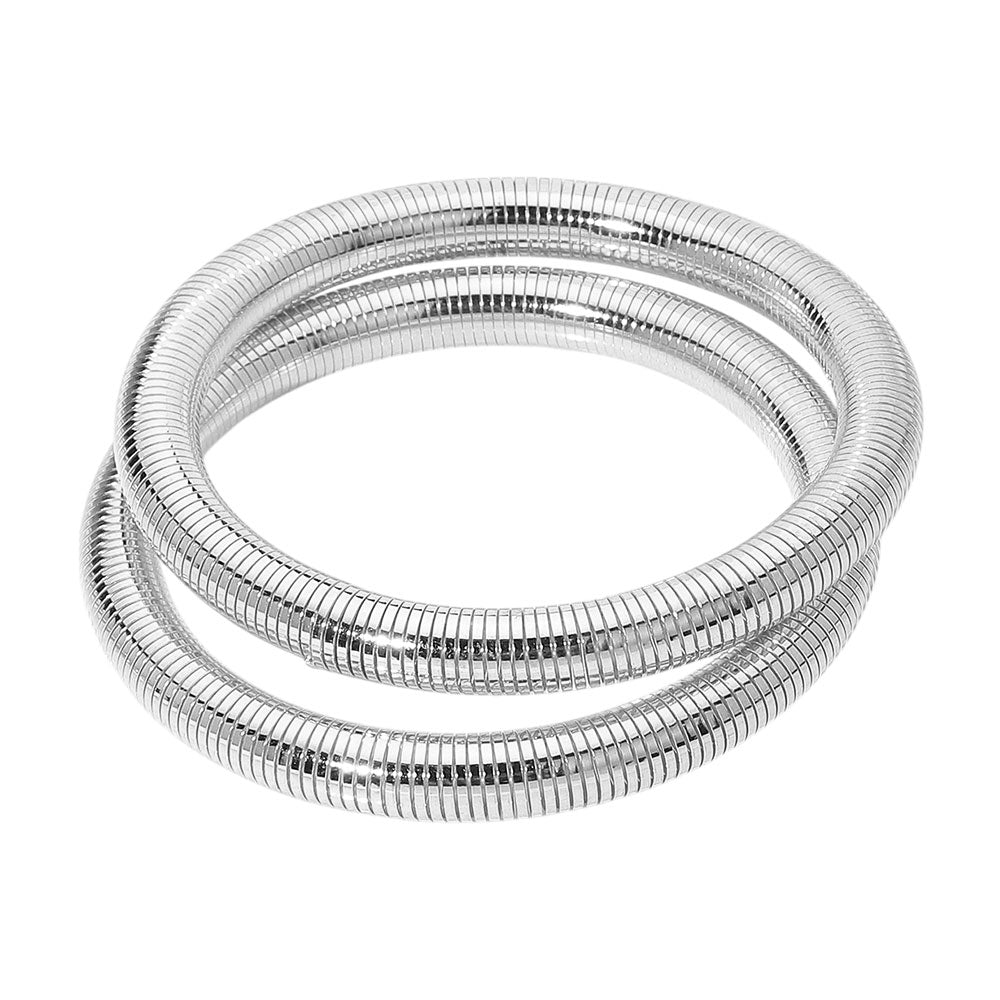 iLLASPARKZ 2PCS - Flexible Ribbed Metal Coil Multi Layered Bracelet