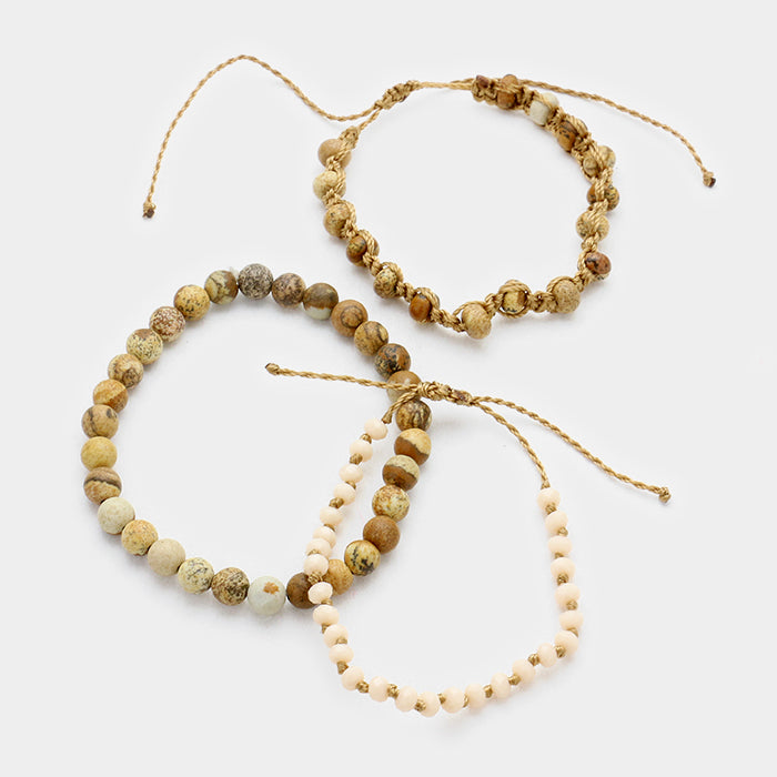 iLLASPARKZ 3 PCS - Semi precious stone bead cinch & stretch bracelets