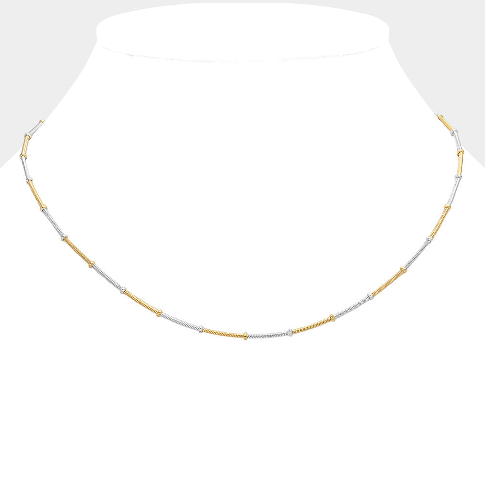 iLLASPARKZ 2PCS - Two Tone Snake with Bead Chain Necklace with Bracelet