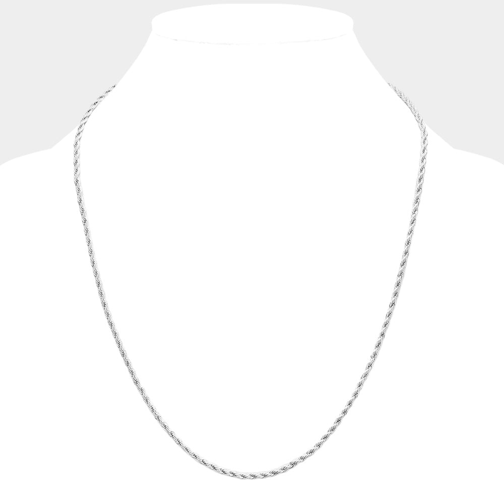iLLASPARKZ 24 INCH, 3mm Stainless Steel Rope Chain Necklace