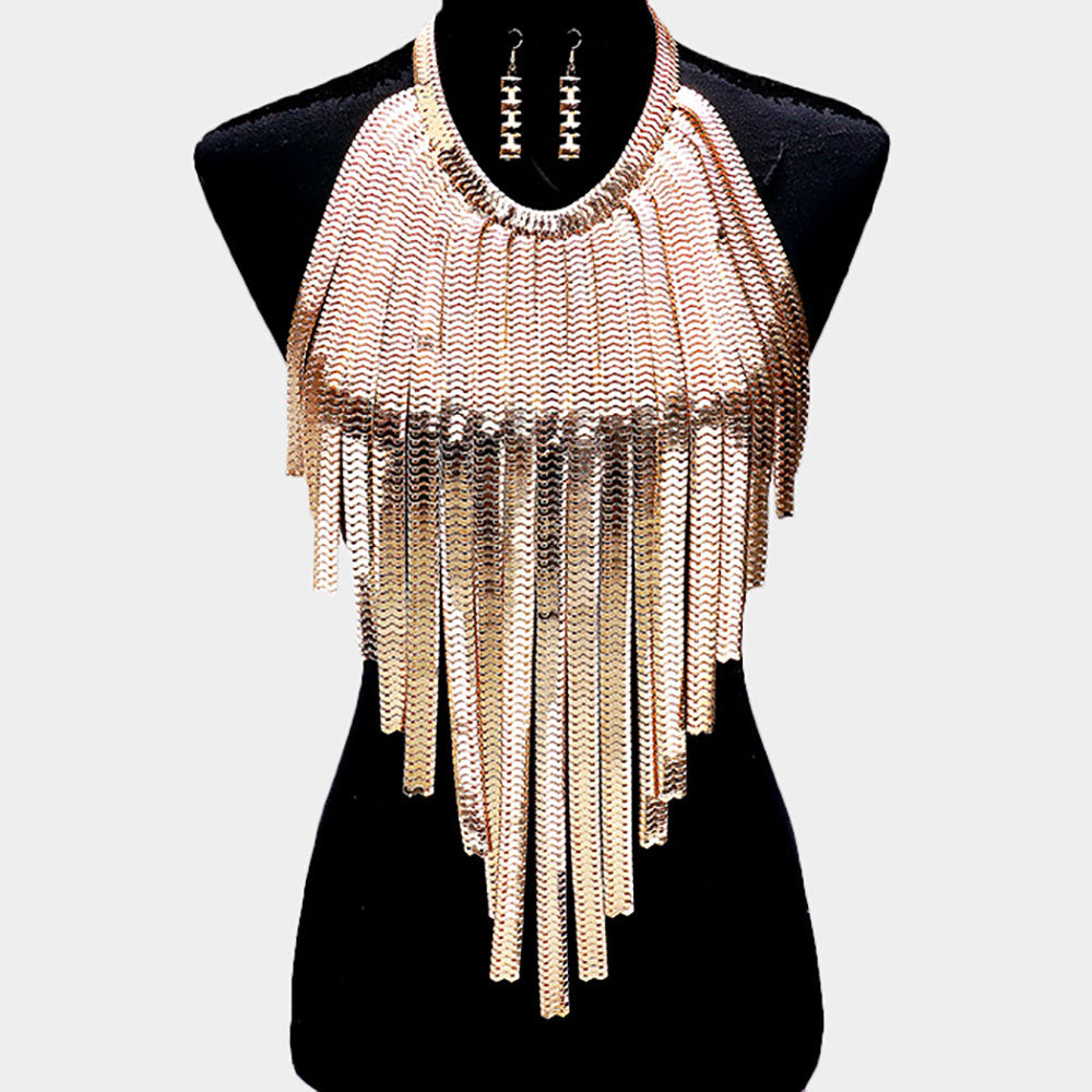 iLLASPARKZ Long Drop Wide Snake Metal Chain Metal Necklace