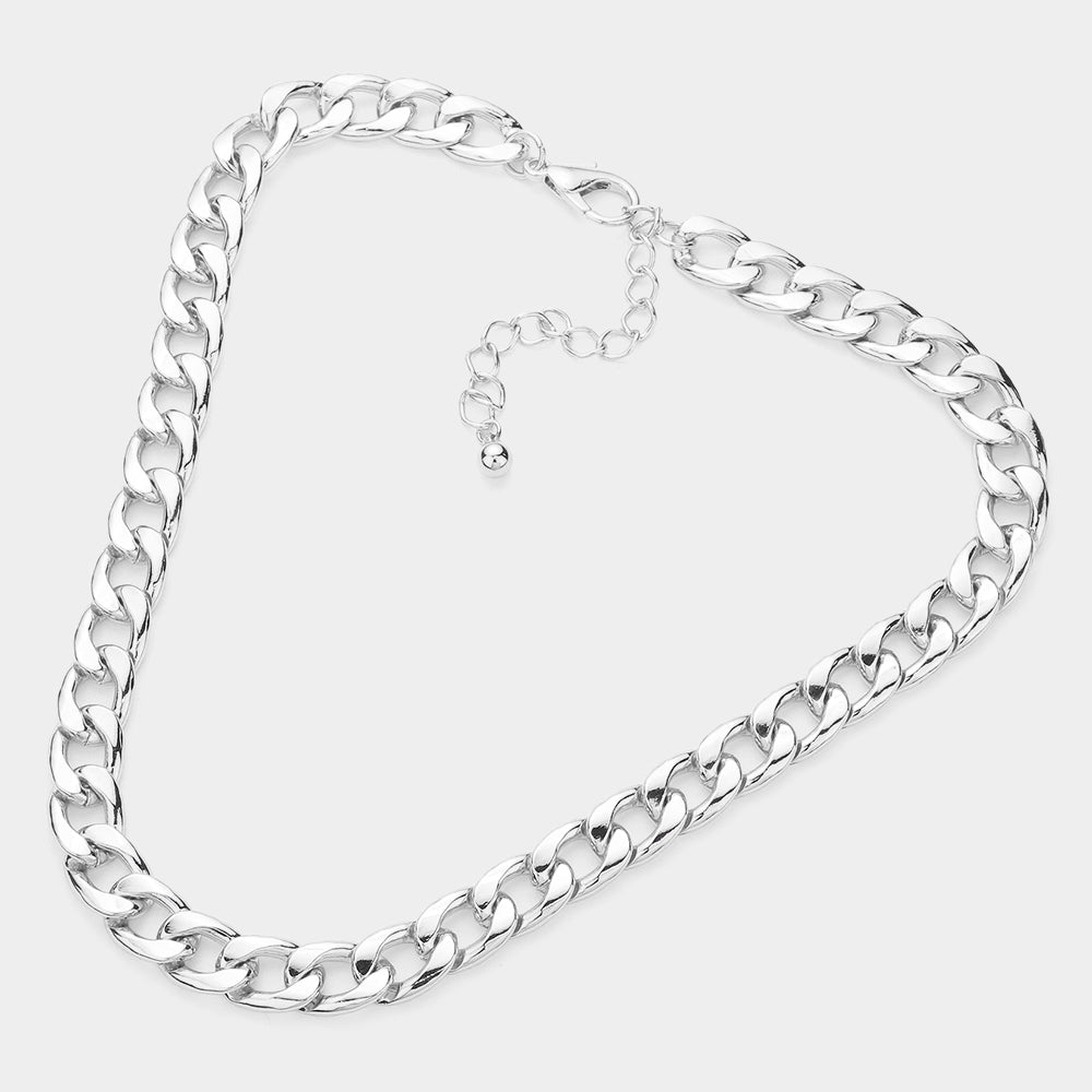 iLLASPARKZ White Gold Dipped Metal Chain Necklace