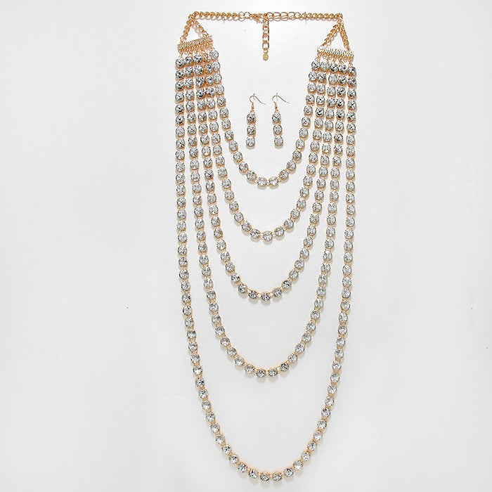 iLLASPARKZ 5-Tier Crystal Rhinestone Long Necklace