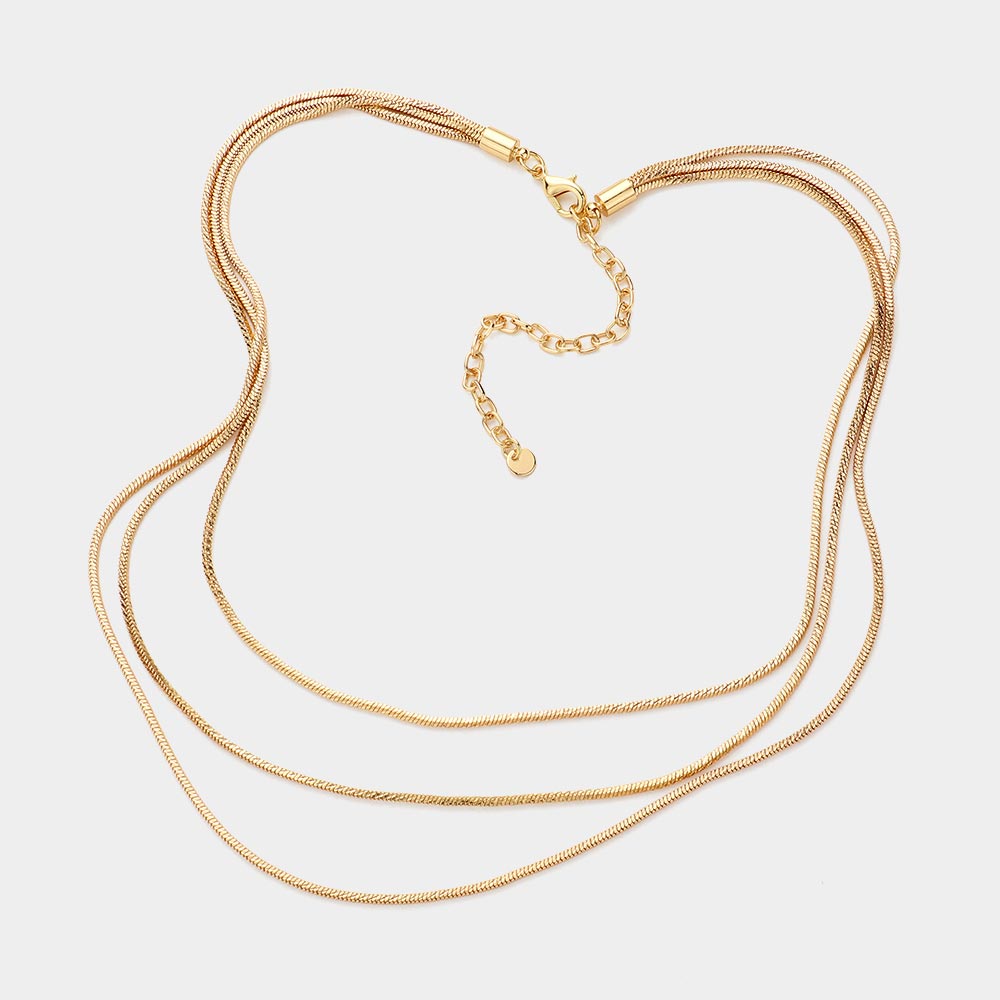iLLASPARKZ Brass Metal Triple Layered Chain Necklace