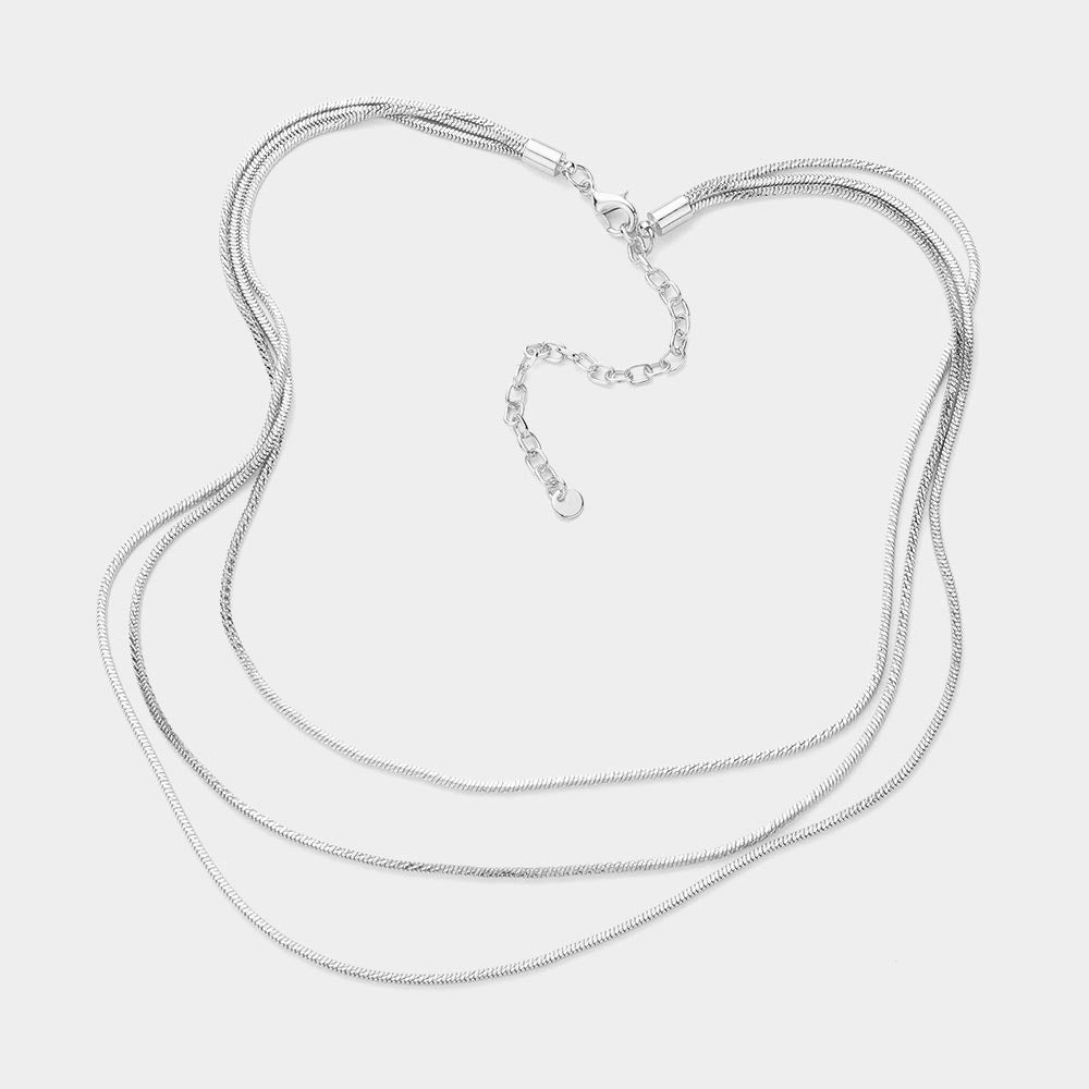 iLLASPARKZ Brass Metal Triple Layered Chain Necklace