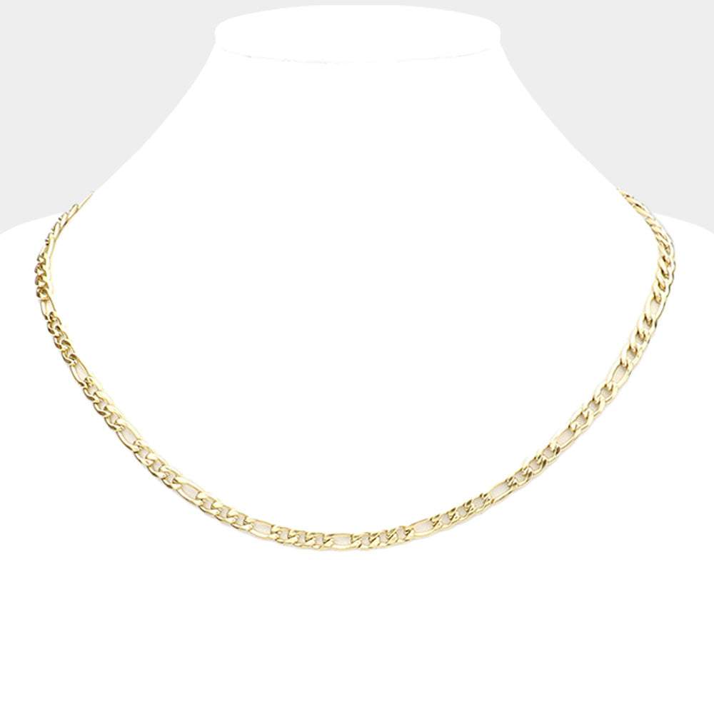 iLLASPARKZ 16 INCH, 4mm Stainless Steel Figaro Chain Necklace