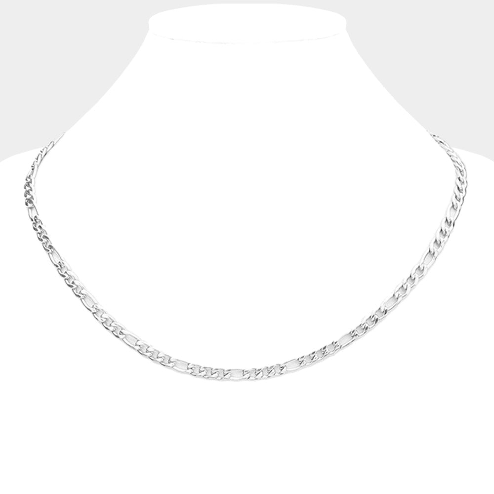 iLLASPARKZ 16 INCH, 4mm Stainless Steel Figaro Chain Necklace