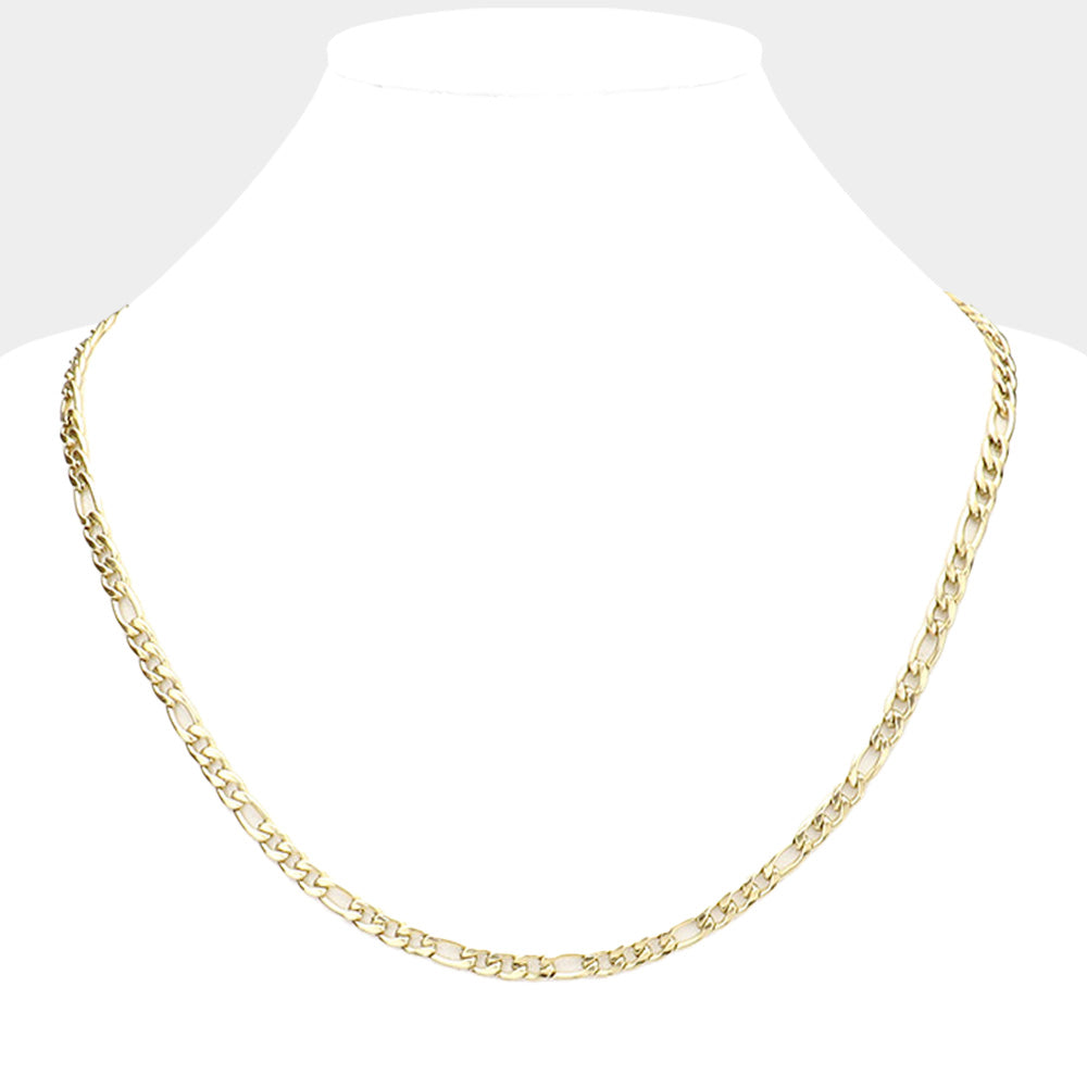 iLLASPARKZ 18 INCH, 4mm Stainless Steel Figaro Chain Necklace