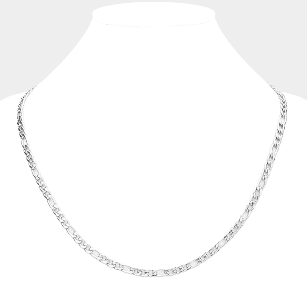 iLLASPARKZ 18 INCH, 4mm Stainless Steel Figaro Chain Necklace