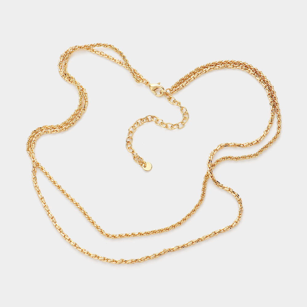 iLLASPARKZ Brass Metal Double Layered Chain Necklace