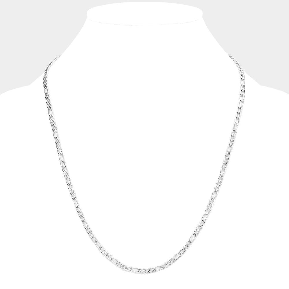 iLLASPARKZ 24 INCH, 4mm Stainless Steel Figaro Chain Necklace