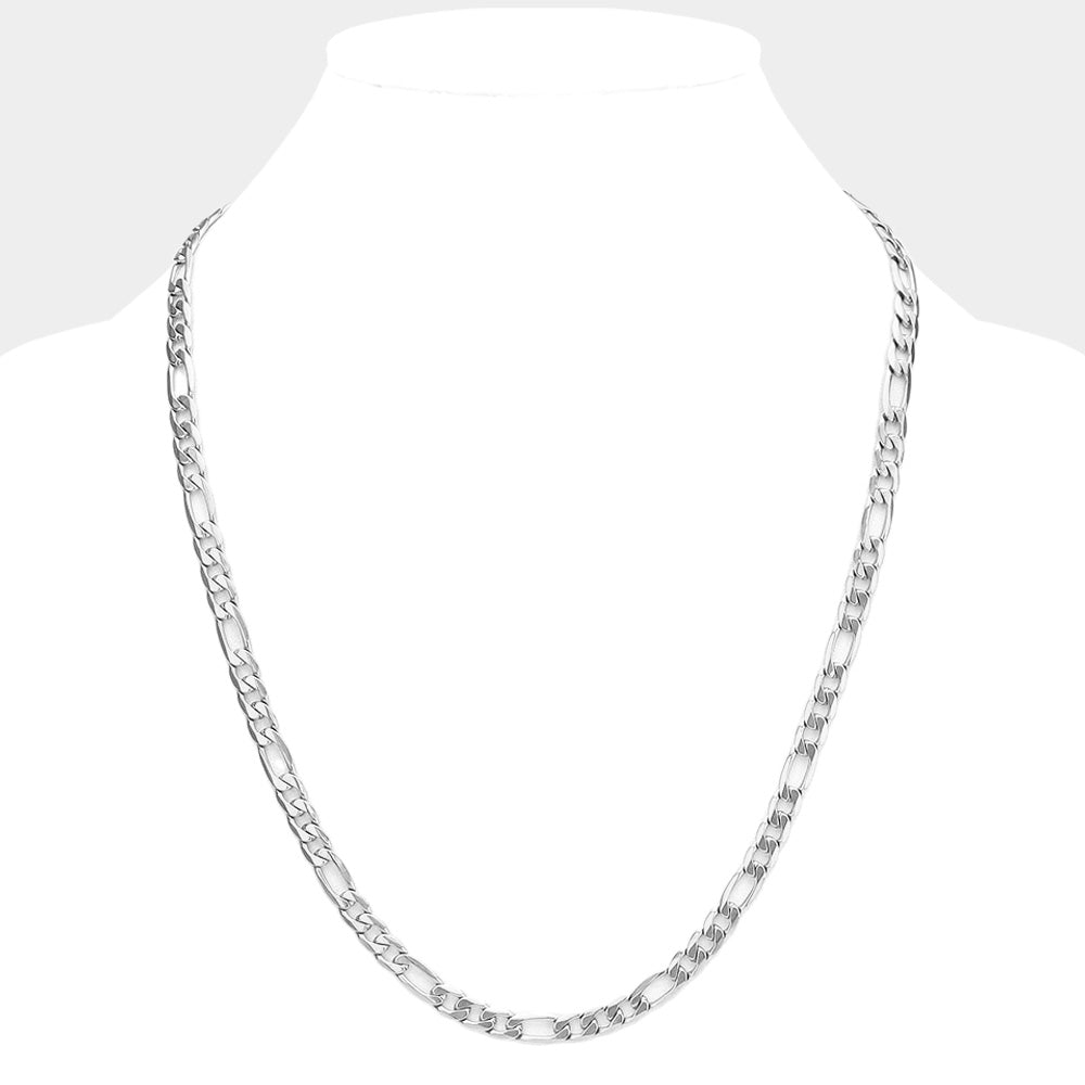 iLLASPARKZ 24 INCH, 6mm Stainless Steel Figaro Chain Necklace