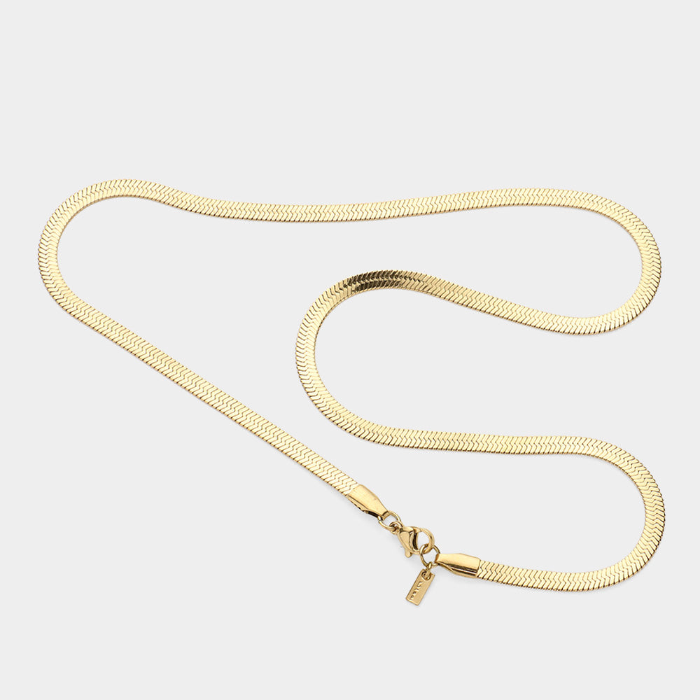 iLLASPARKZ 18 Inch, 5mm Stainless Steel Herringbone Chain Necklace