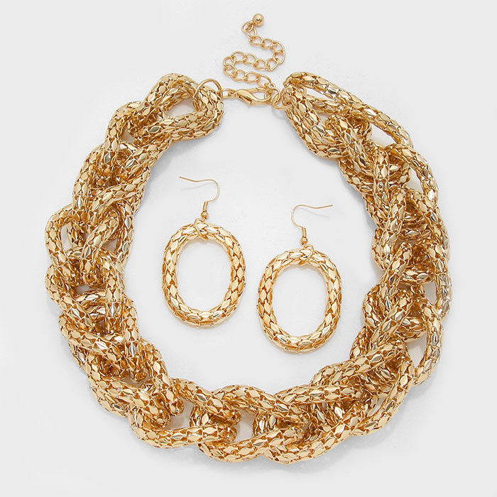 iLLASPARKZ Braided Metal Chain Collar Necklace