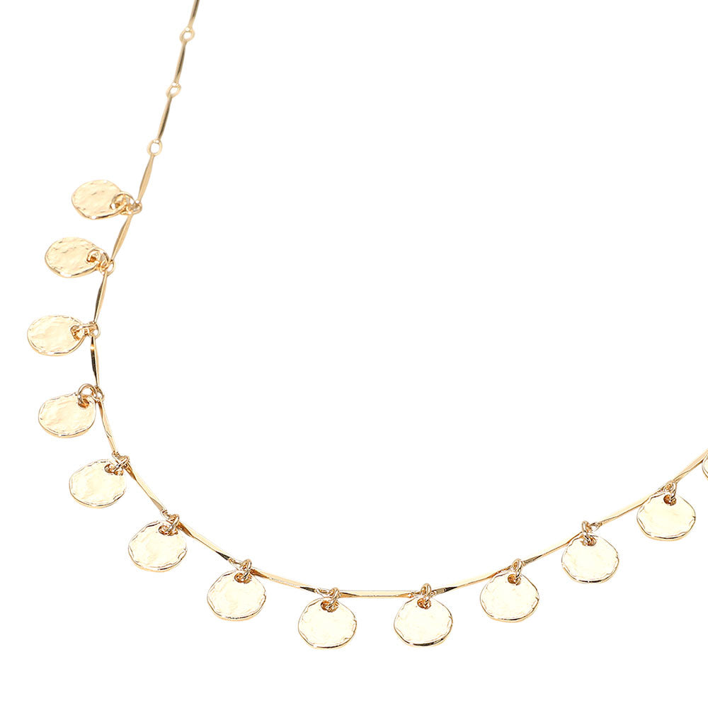 iLLASPARKZ Hammered Disc Charm Station Necklace