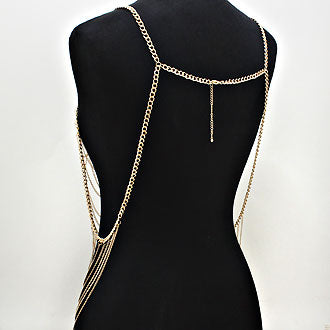 Gold Metal Drape Vest Body Chain