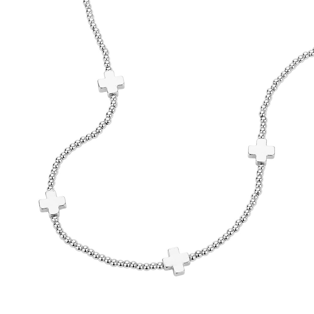 iLLASPARKZ Metal Cross Pendant Station Bubble Chain Necklace