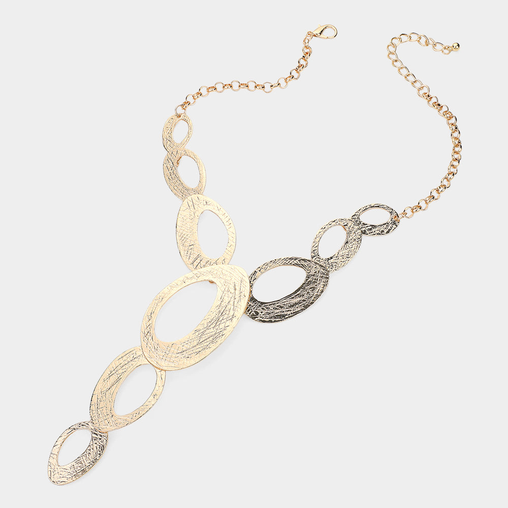 iLLASPARKZ Textured Oval Plate Link Statement Necklace