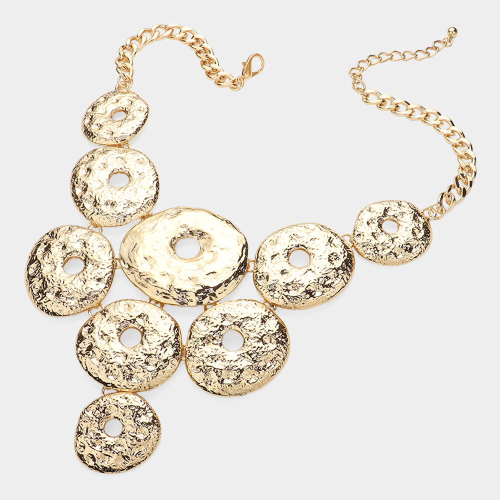 iLLASPARKZ Textured Metal Donut Chandelier Pointed Statement Necklace