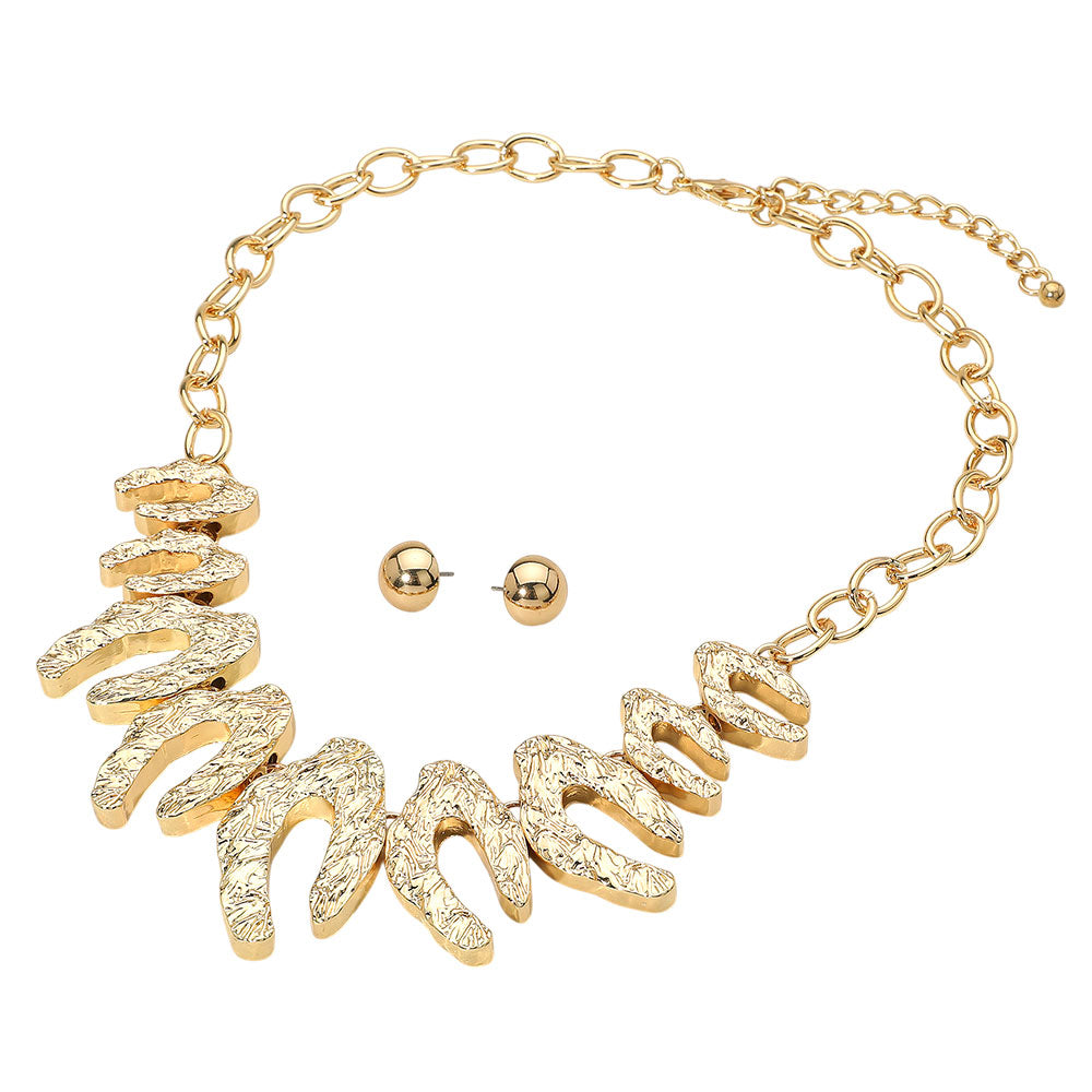 iLLASPARKZ Textured Abstract Metal Object Beaded Statement Necklace