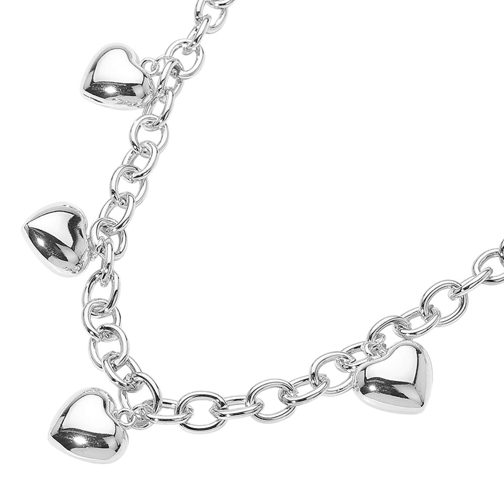 iLLASPARKZ 14K Gold Plated Puffy Heart Charm Station Chain Necklace