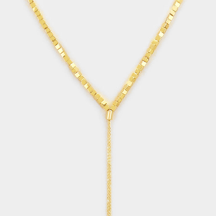 iLLASPARKZ Tiny Square Shape CCB with Skinny Chain Necklace