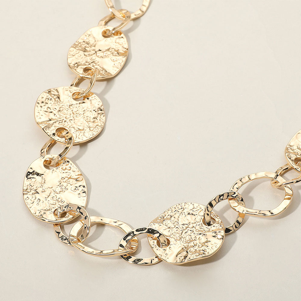 iLLASPARKZ Chunky Textured Metal Medal Link Necklace