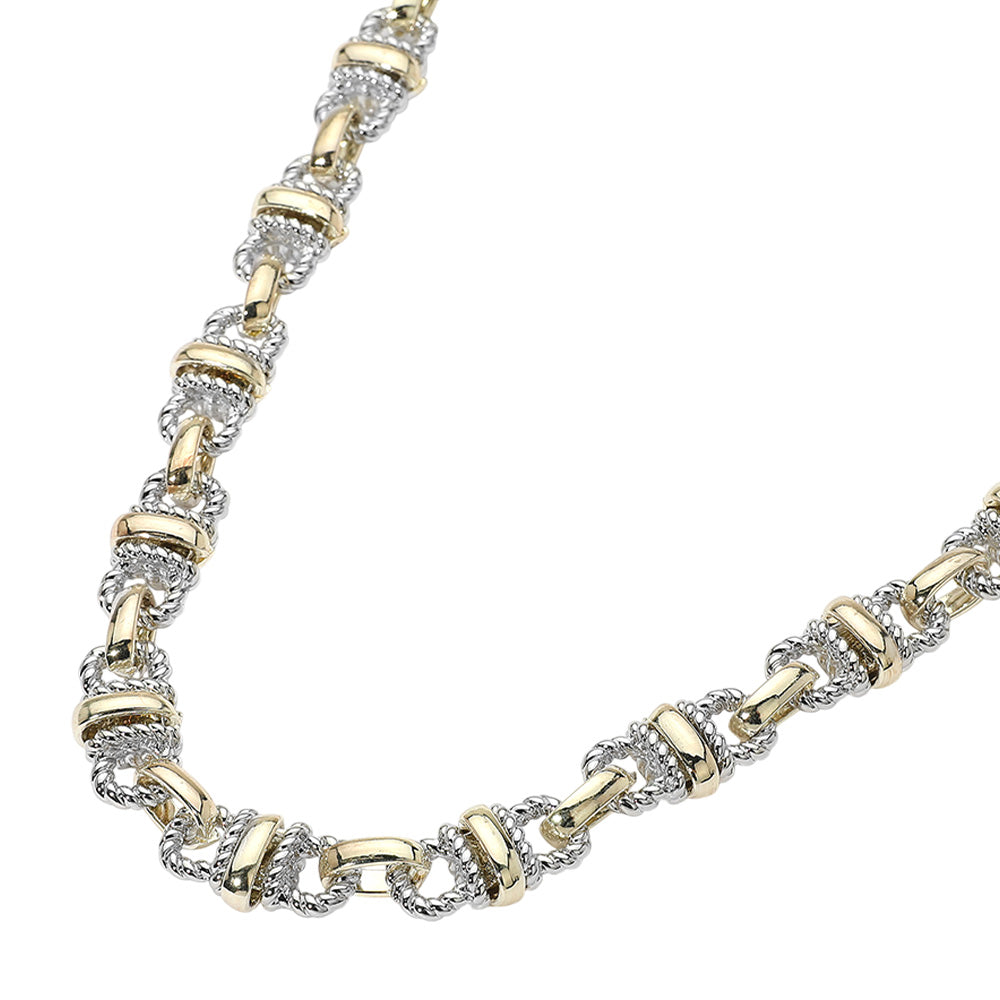 iLLASPARKZ 14K Gold Plated Two Tone Textured Chain Necklace