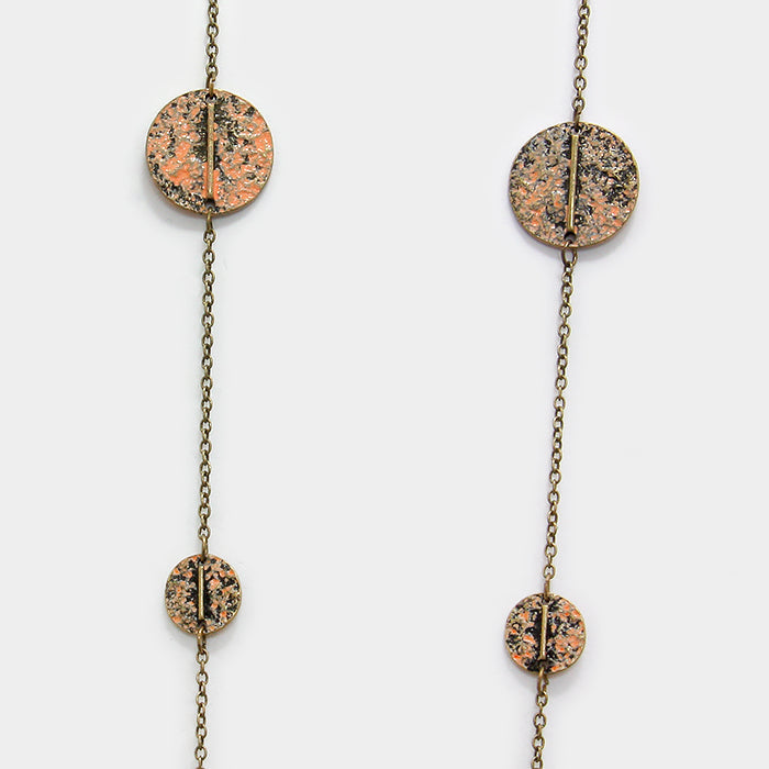 iLLASPARKZ Colored Antique Metal Disc Station Long Necklace