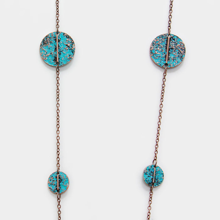 iLLASPARKZ Colored Antique Metal Disc Station Long Necklace