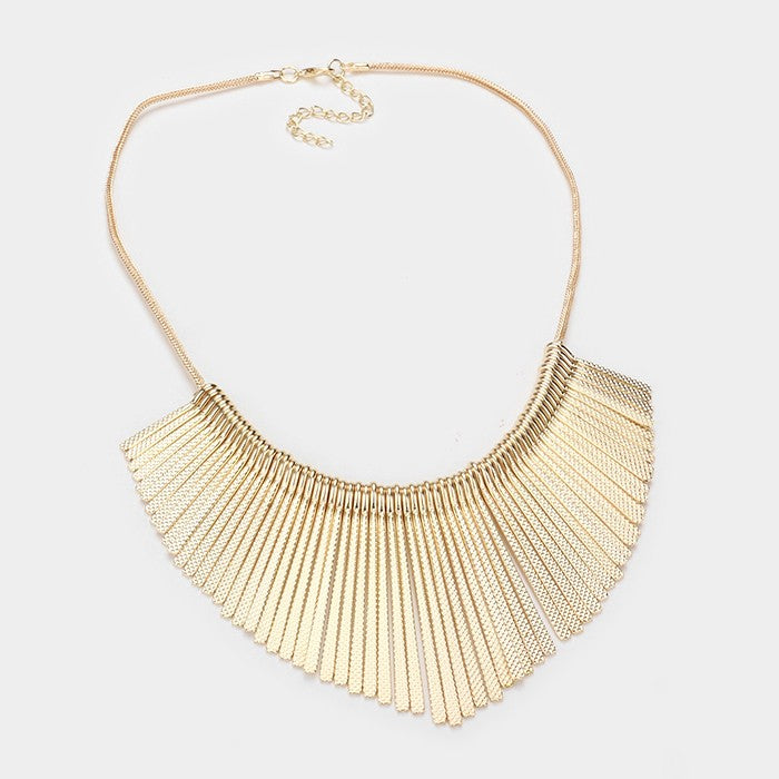 iLLASPARKZ Metal bar fringe fan bib necklace