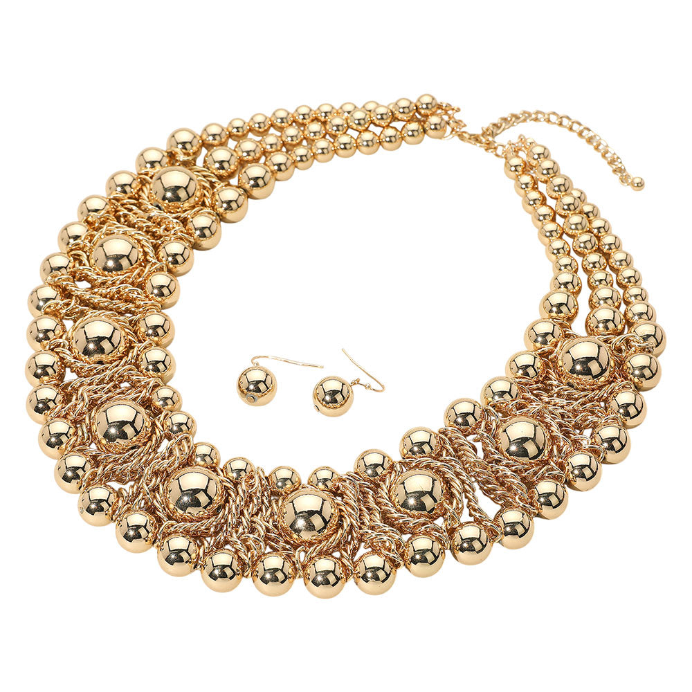 iLLASPARKZ Metal Ball Beaded Collar Statement Necklace